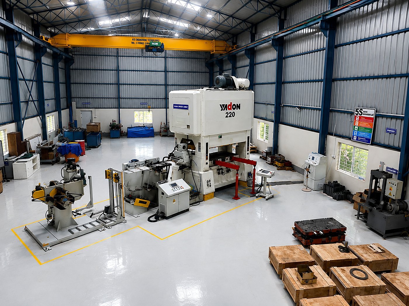 SNV Stamping Solutions plant at Machohalli, Bengaluru – 220 ton Yadon high-speed press line